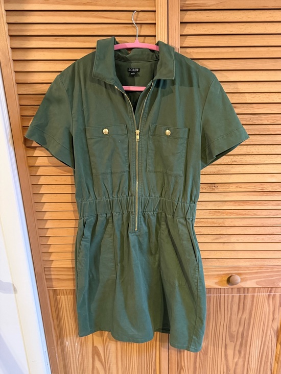 J. Crew Dresses & Skirts - J. Crew Olive Short-Sleeve Zip-Front Utility Dress